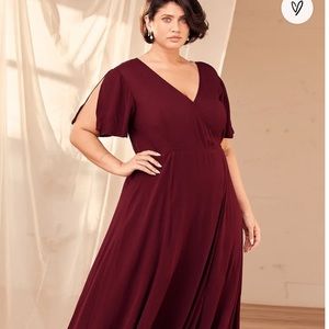 LULUs heart of marigold burgundy wrap maxi dress